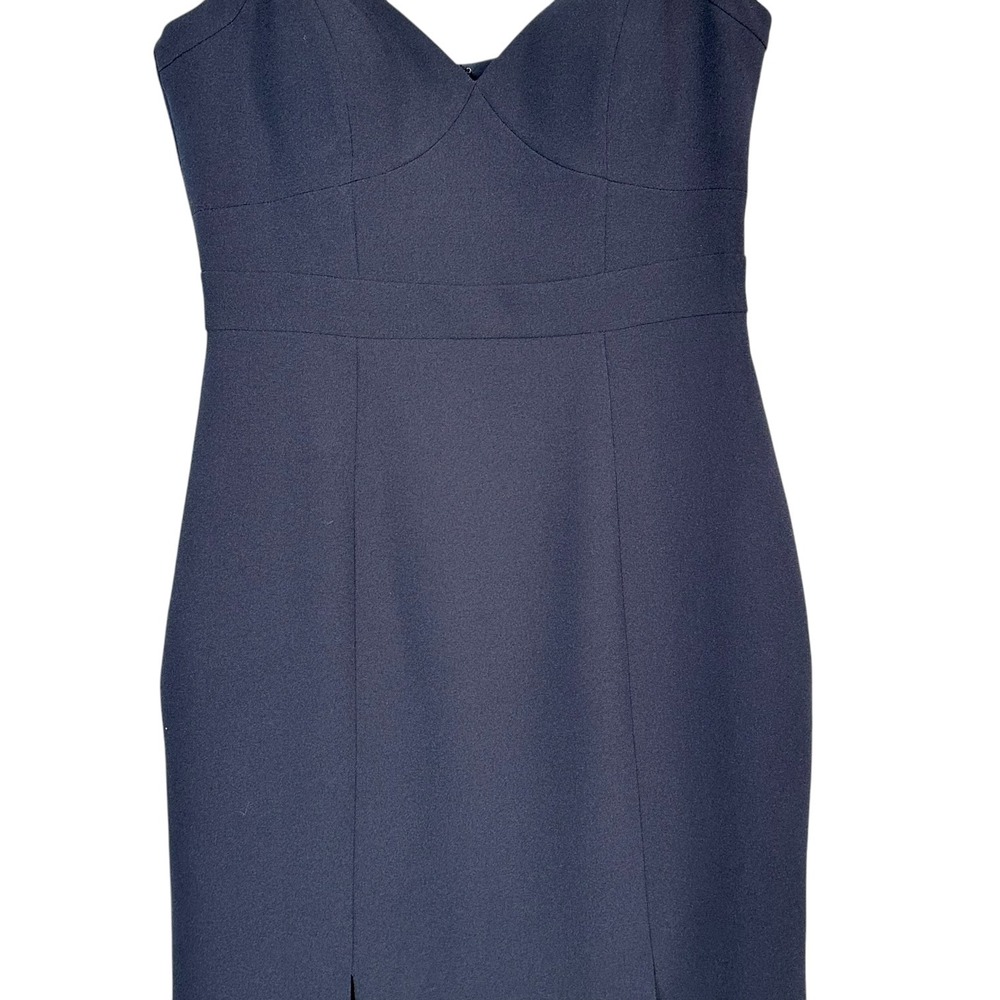 Eliza J Gown Dress Maxi Crepe Double Slit Prom Wedding Formal Navy Blue 10 - Picture 9 of 14